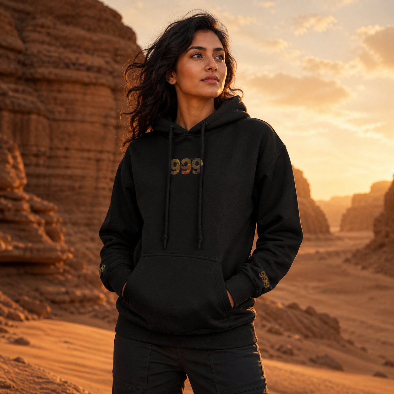 999 Desert Angel Number Hoodie in Black – Bright Future product image