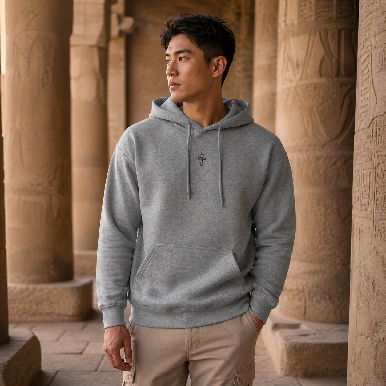 Ankh Symbol Hoodie in Graphite Heather – Bright Future product image