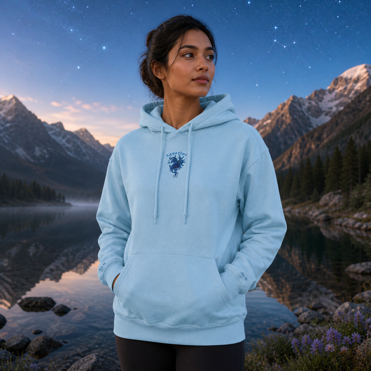 Aquarius Zodiac Hoodie in Light Blue – Bright Future product image