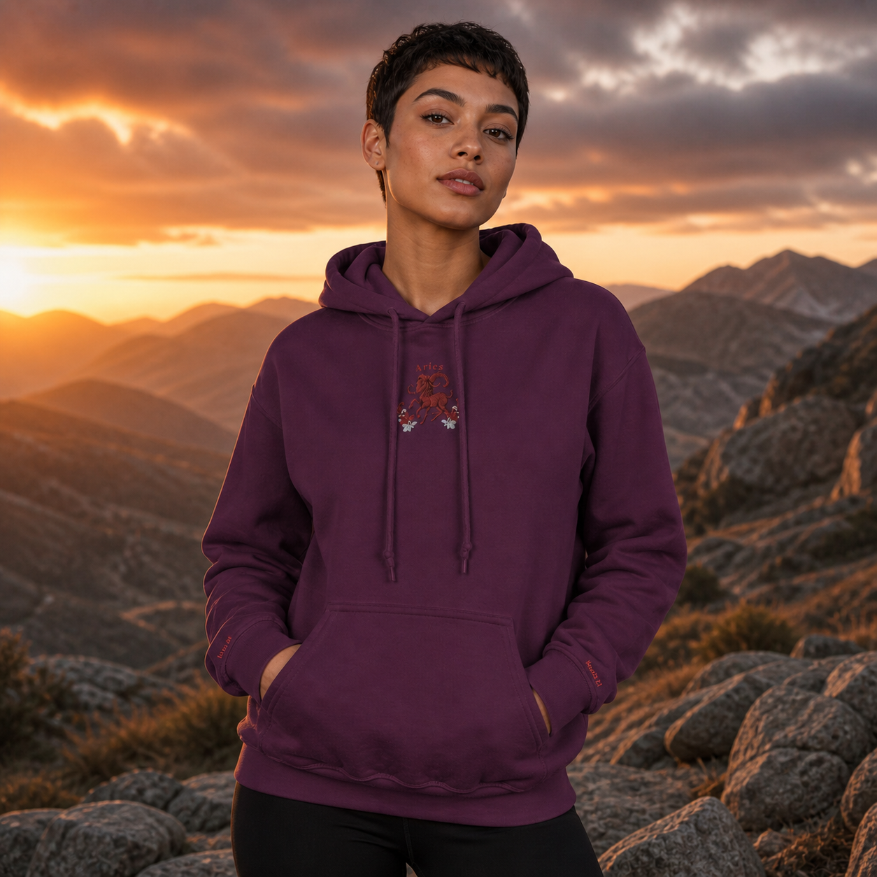 Aries Zodiac Hoodie in Maroon – Bright Future product image