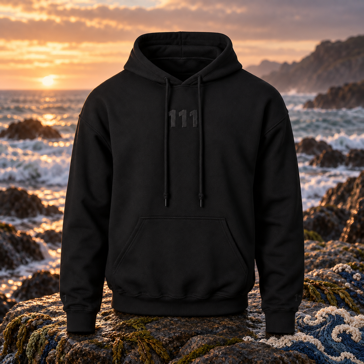 111 - Ocean - New Beginnings β original product design in a realistic scene with embroidered environmental details.