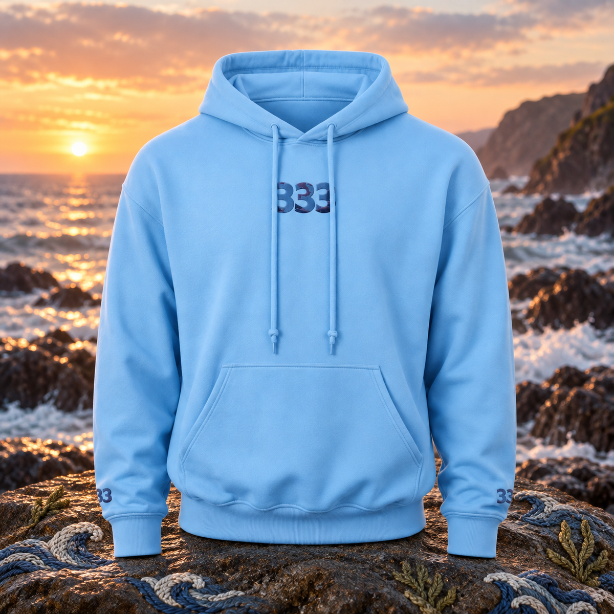 333 - Ocean - Divine Guidance — original product design in a realistic scene with embroidered environmental details.