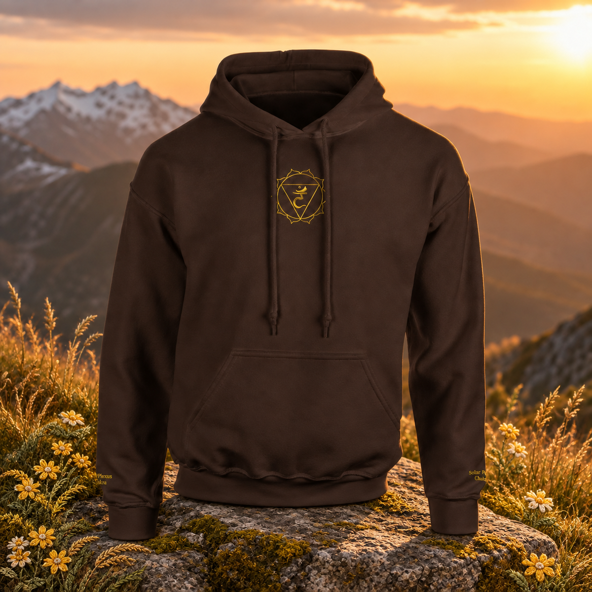 Solar Plexus Chakra (Manipura) — original product design in a realistic scene with embroidered environmental details.