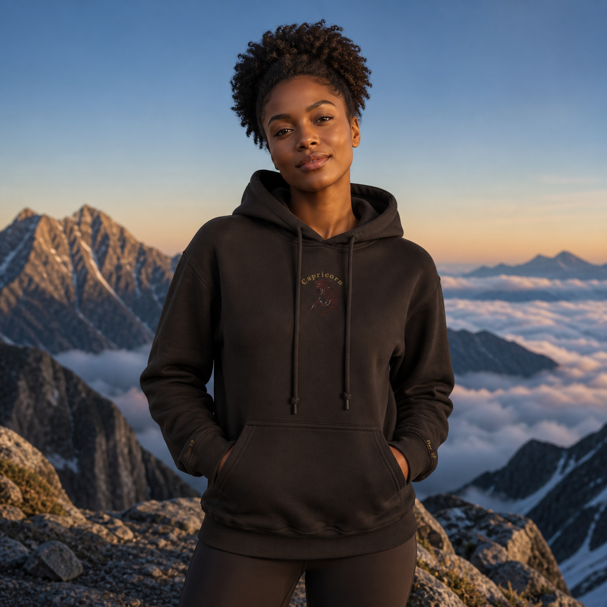 Capricorn Zodiac Hoodie in Dark Chocolate – Bright Future product image