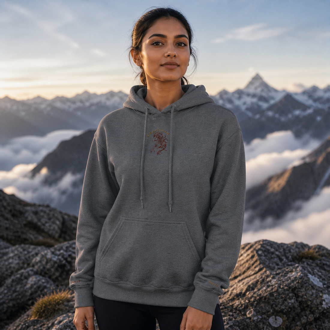 Capricorn Zodiac Hoodie in Graphite Heather – Bright Future product image