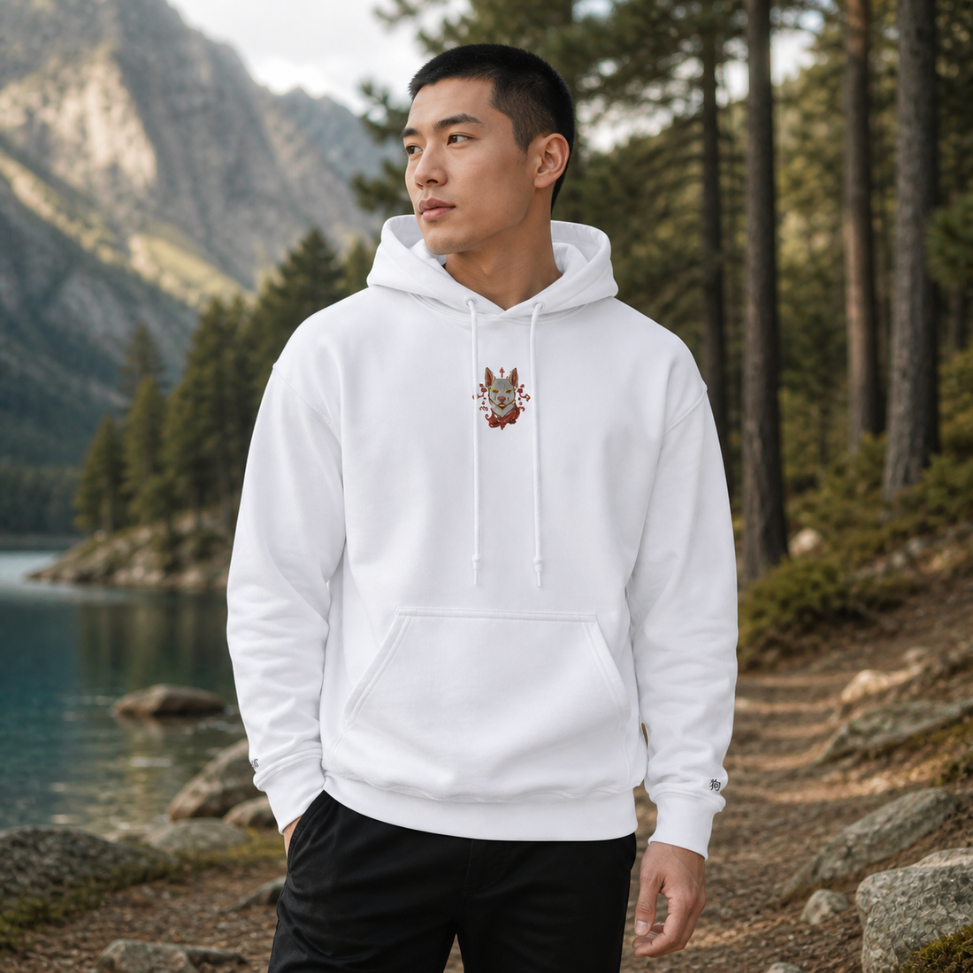 Dog Chinese Zodiac Hoodie in White – Bright Future product image