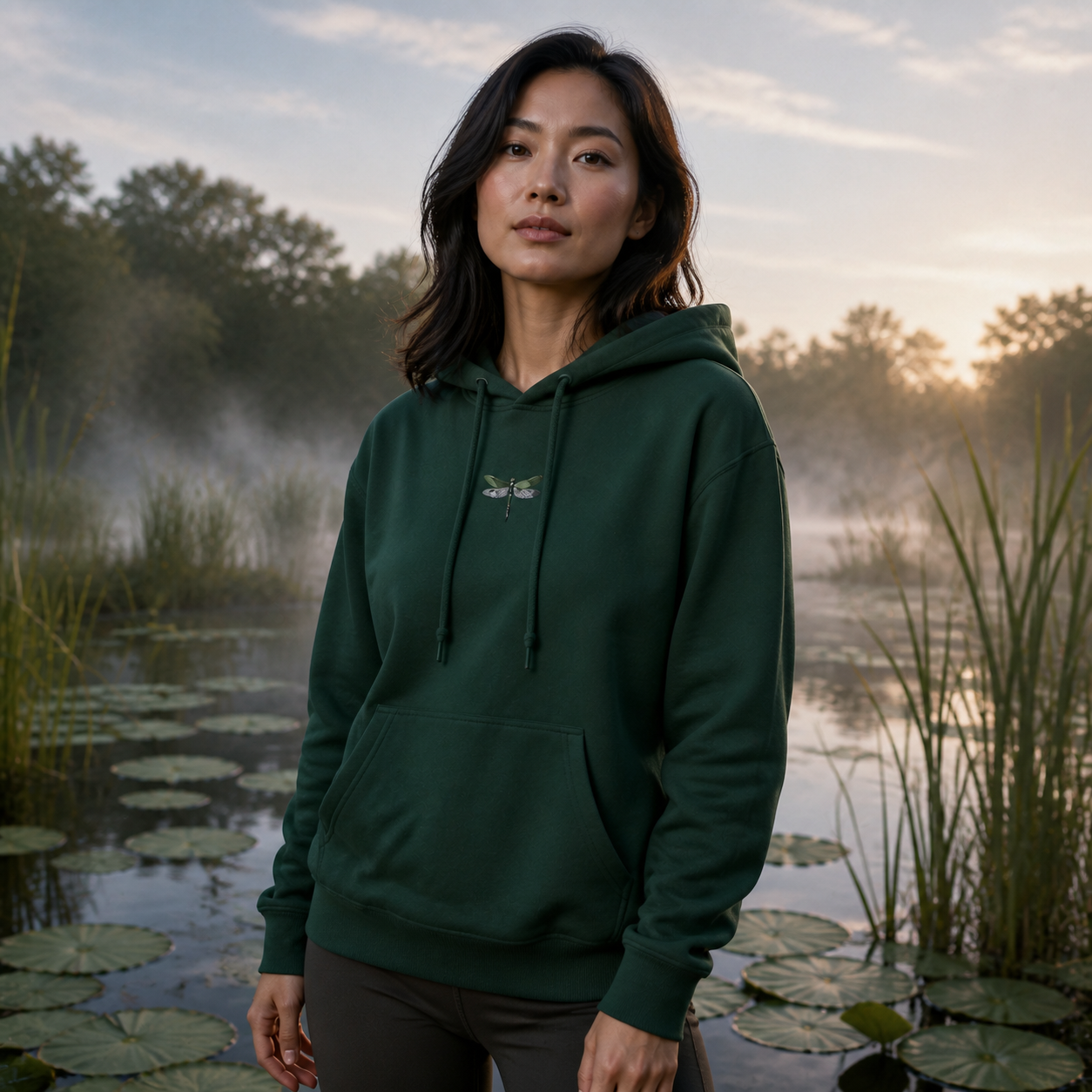 Dragonfly Hoodie – Change & Clarity in Forest Green – Bright Future product image