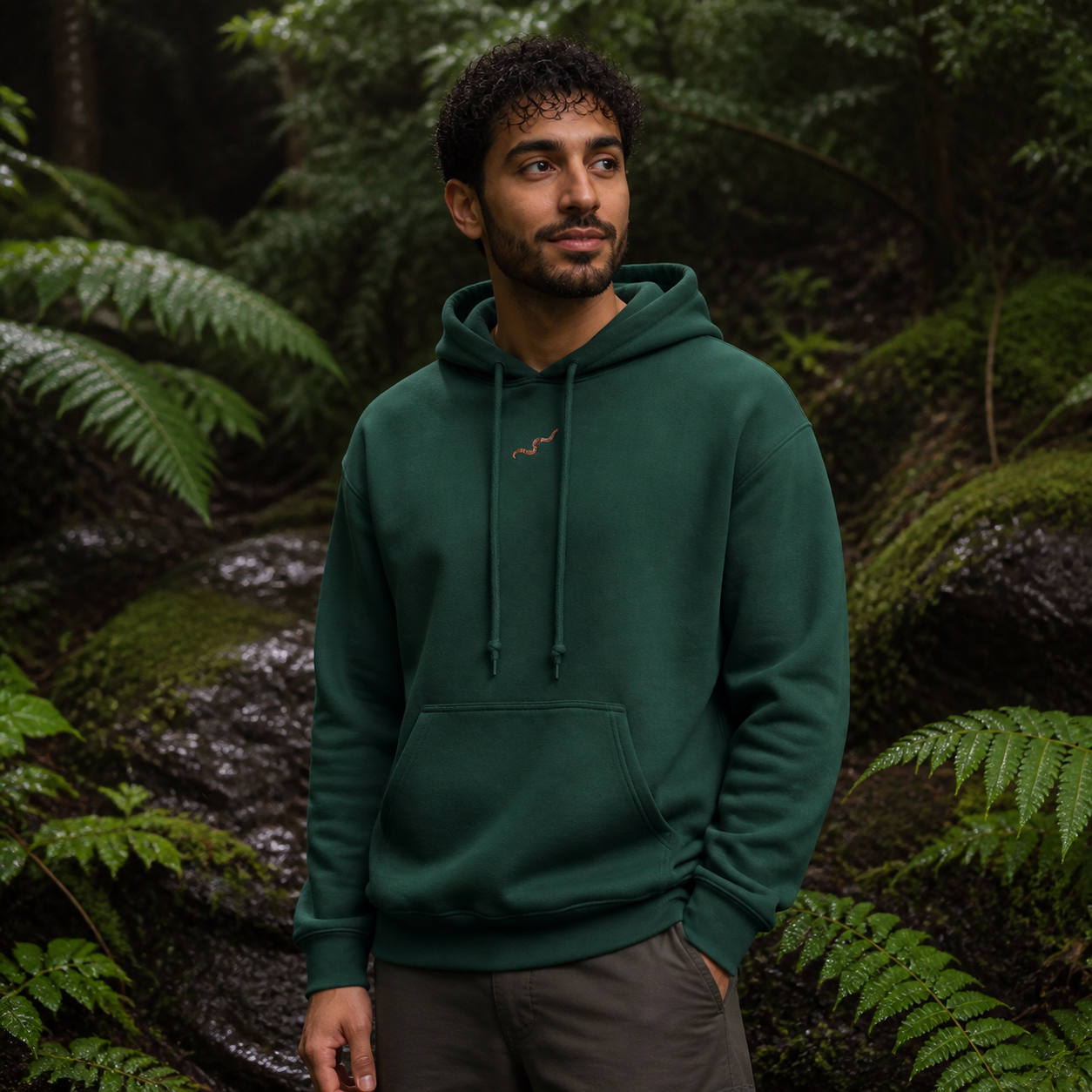 Earthworm Hoodie Hoodie – Growth & Renewal in Forest Green – Bright Future product image