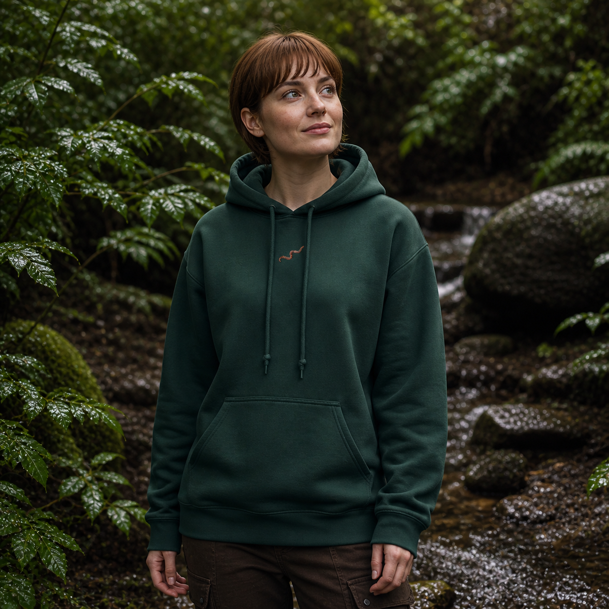 Earthworm Hoodie Hoodie – Growth & Renewal in Forest Green – Bright Future product image