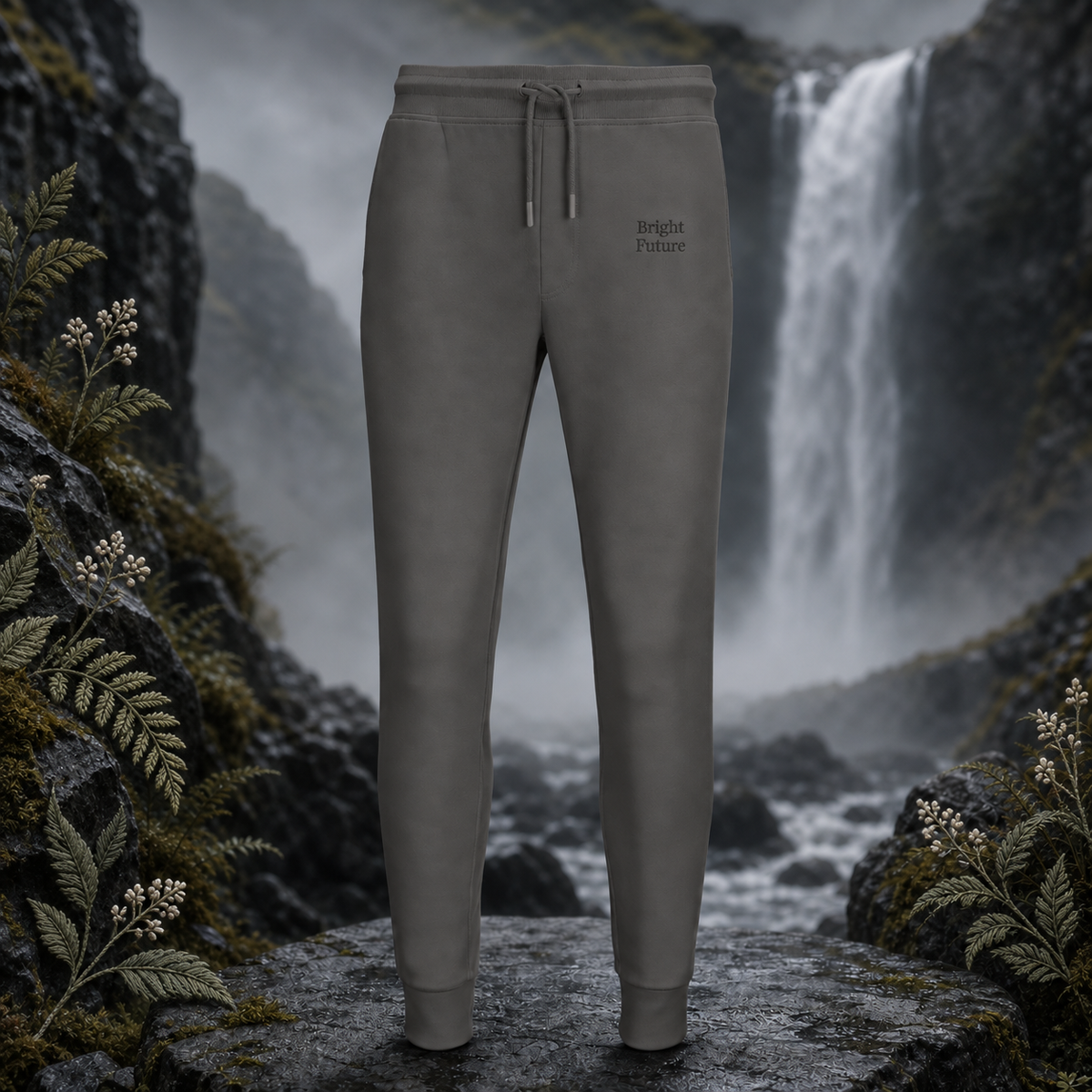 Unisex Joggers – Bright Future product image — original product in a realistic nature scene with embroidered environmental details.