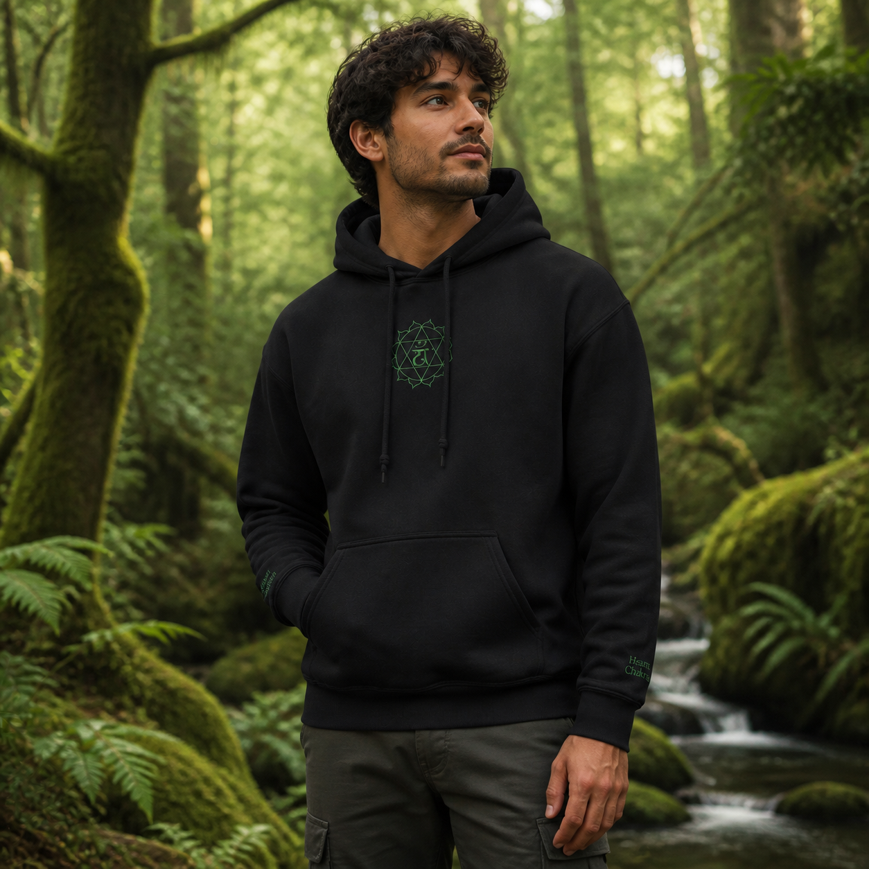 Heart Chakra Hoodie in Black – Bright Future product image