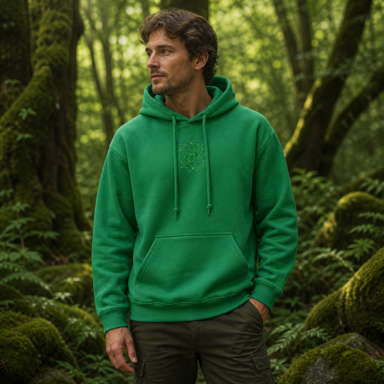 Heart Chakra Hoodie in Green – Bright Future product image