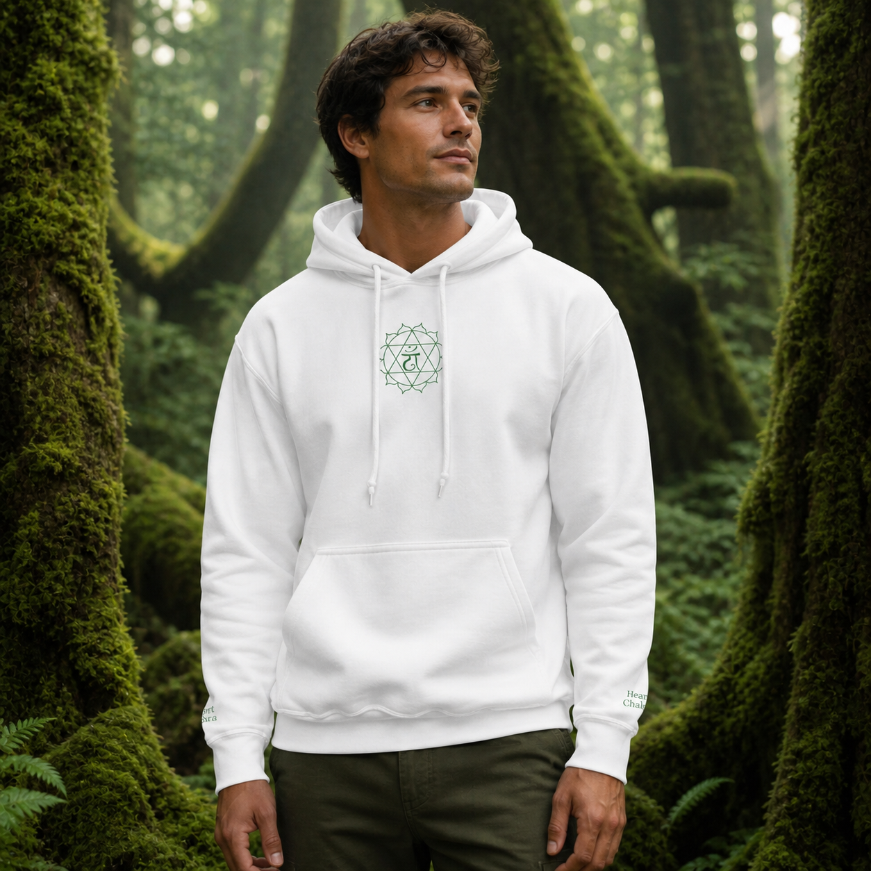 Heart Chakra Hoodie in White – Bright Future product image