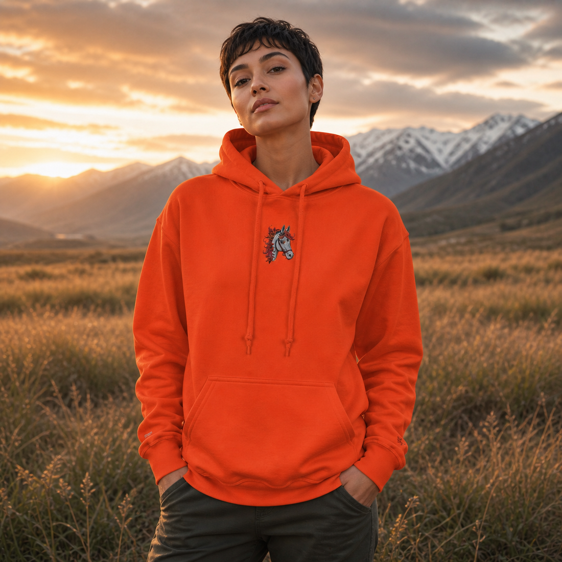 Horse Chinese Zodiac Hoodie in Orange – Bright Future product image