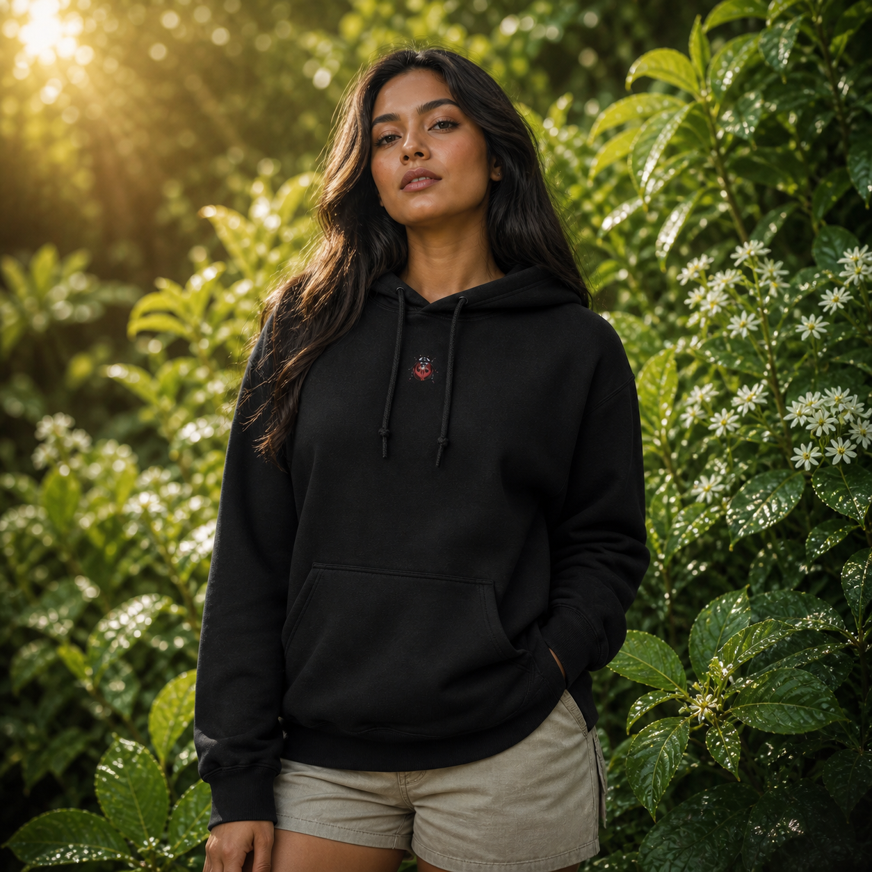 Ladybird Hoodie – Luck & Protection in Black – Bright Future product image