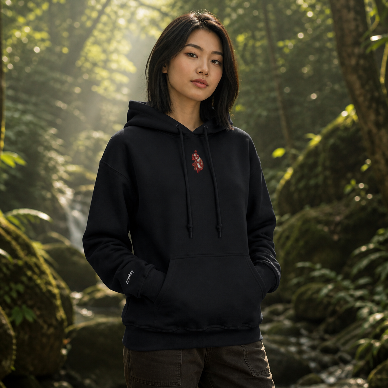 Monkey Chinese Zodiac Hoodie in Black – Bright Future product image