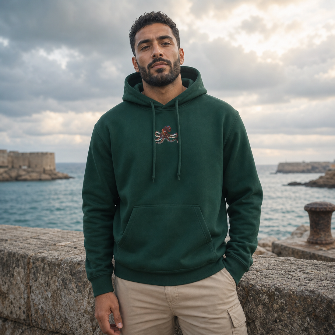 Octopus Hoodie in Forest Green – Bright Future product image
