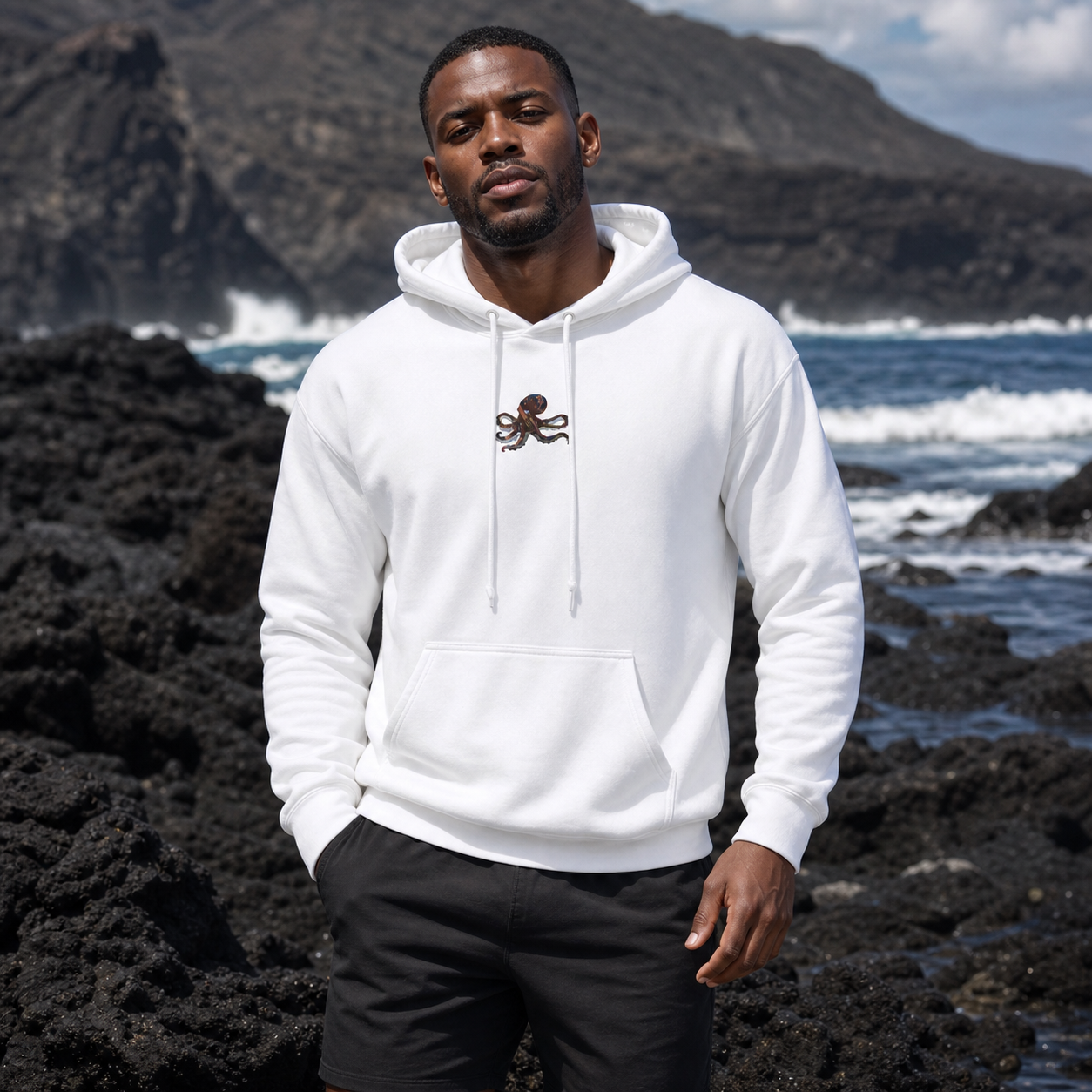 Octopus Hoodie in White – Bright Future product image