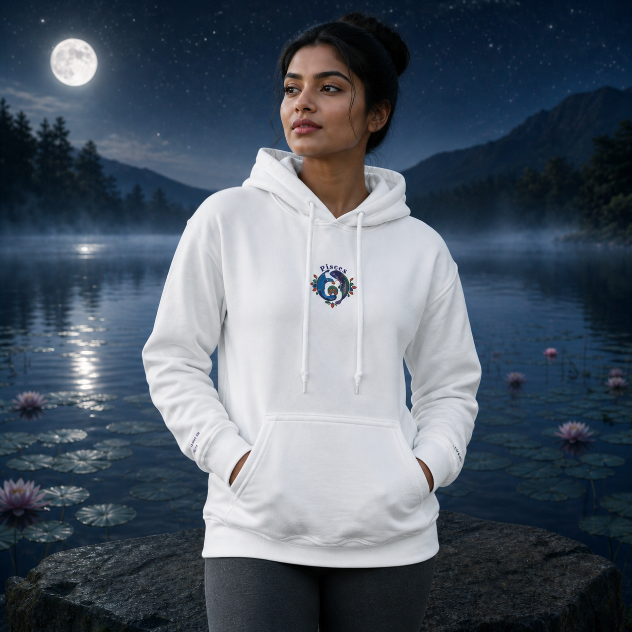 Pisces Zodiac Hoodie in White – Bright Future product image