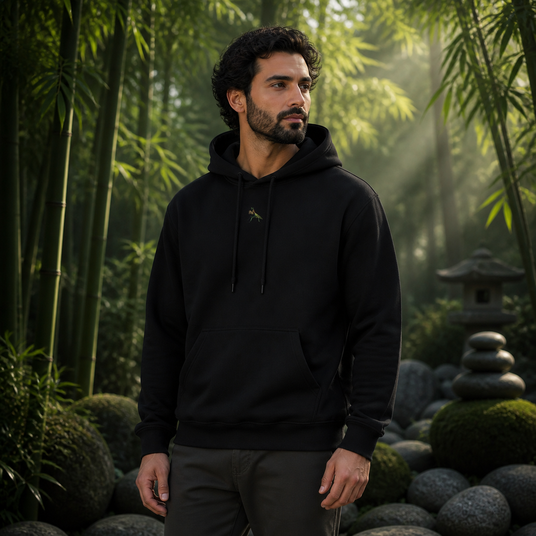 Praying Mantis Hoodie – Patience & Precision in Black – Bright Future product image