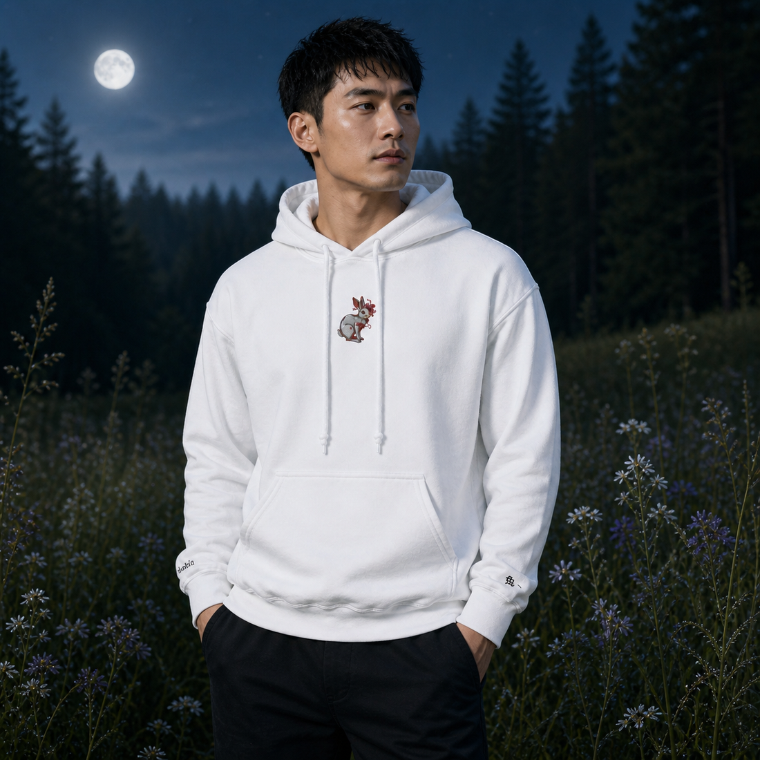 Rabbit Chinese Zodiac Hoodie in White – Bright Future product image