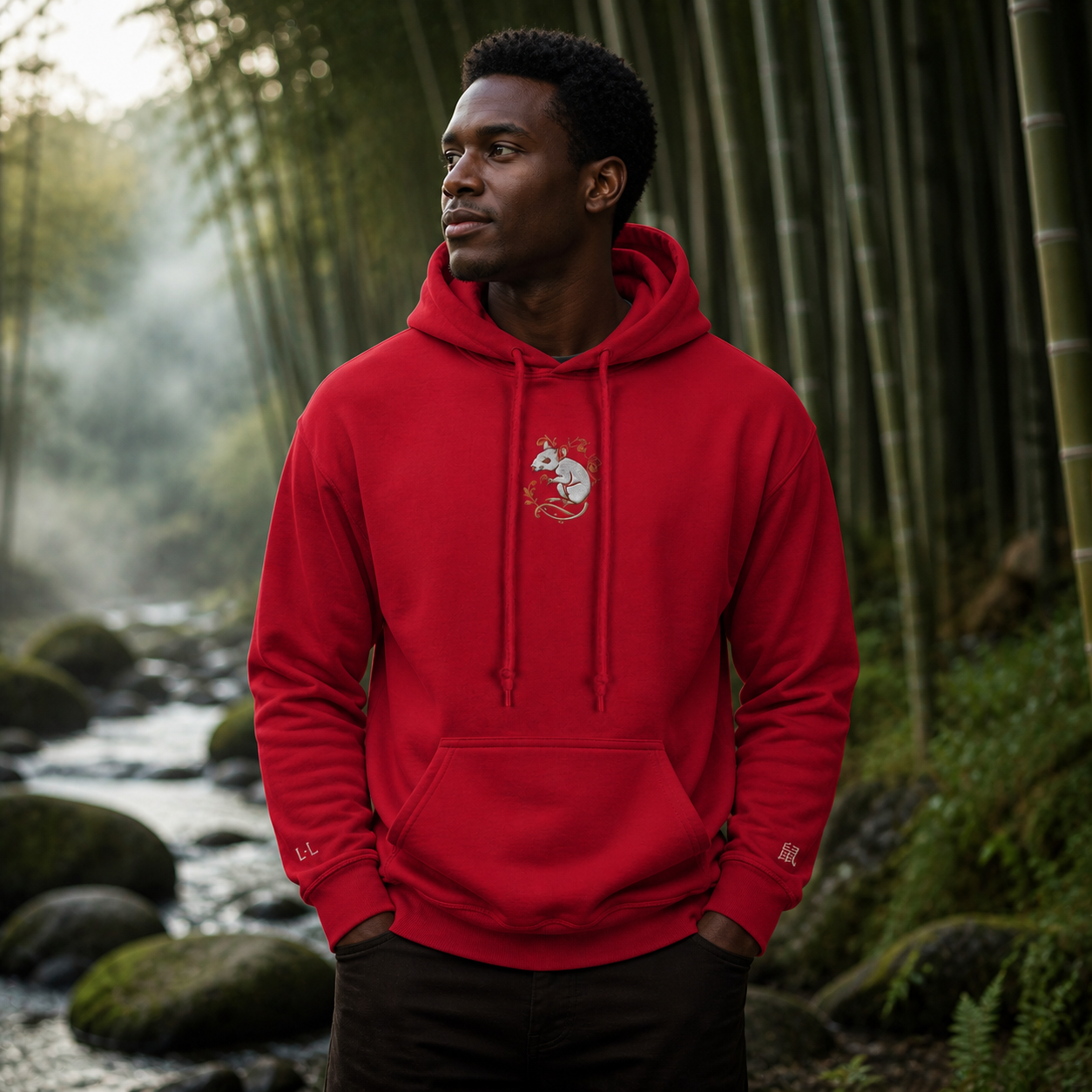 Rat Chinese Zodiac Hoodie in Cherry Red – Bright Future product image