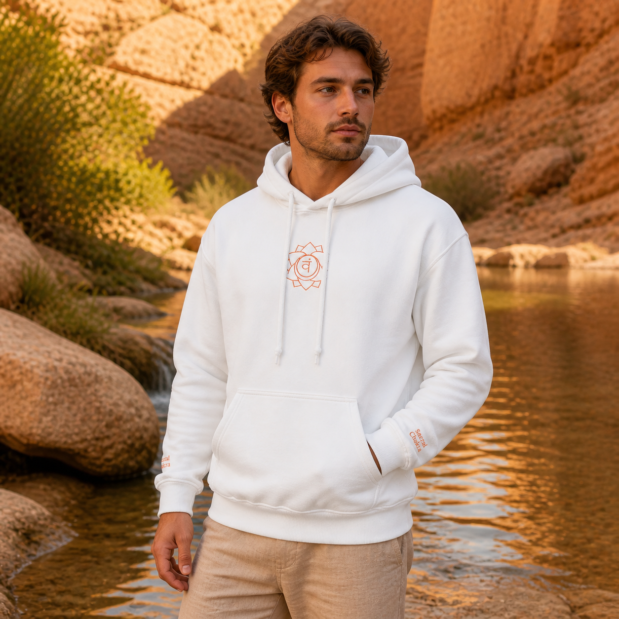 Sacral Chakra Hoodie in White – Bright Future product image