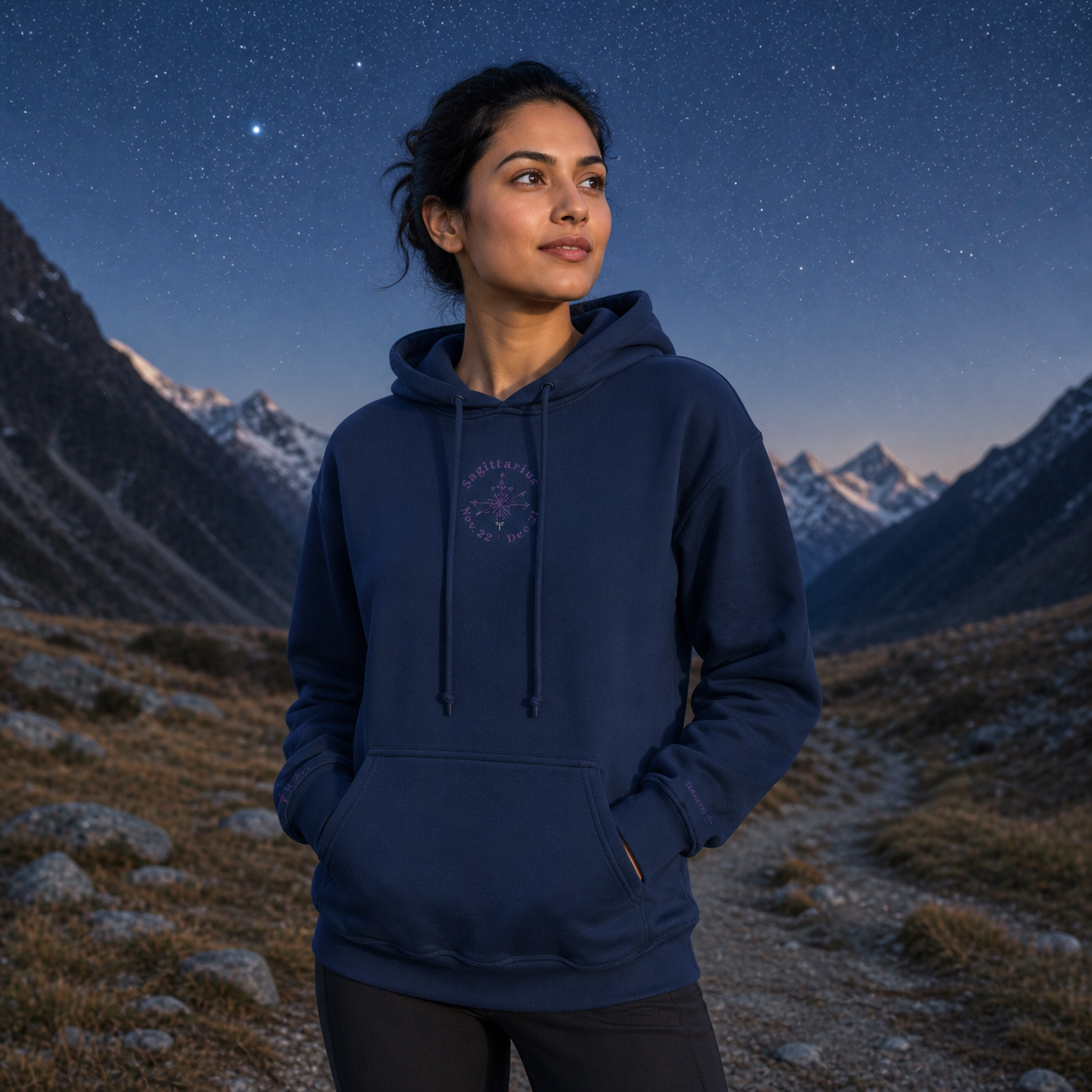 Sagittarius Zodiac Hoodie in Navy – Bright Future product image