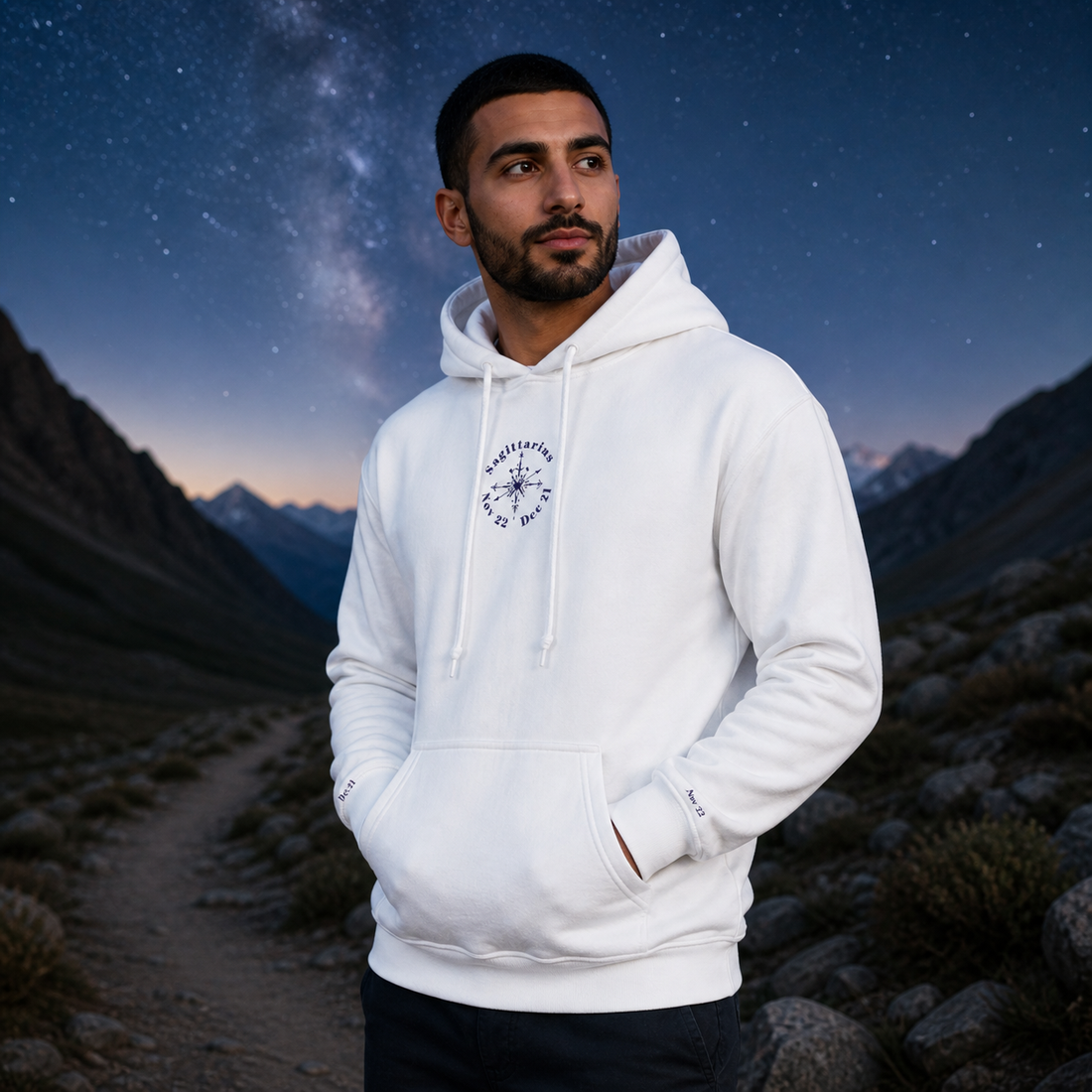 Sagittarius Zodiac Hoodie in White – Bright Future product image