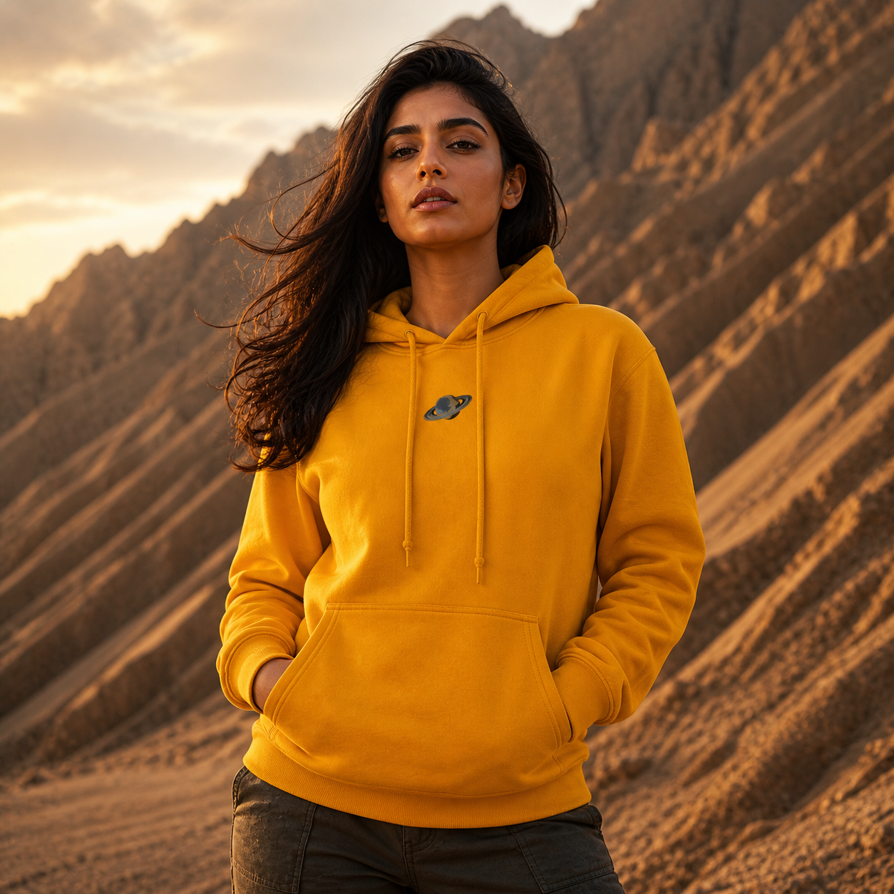 Saturn Planet Hoodie in Gold – Bright Future product image