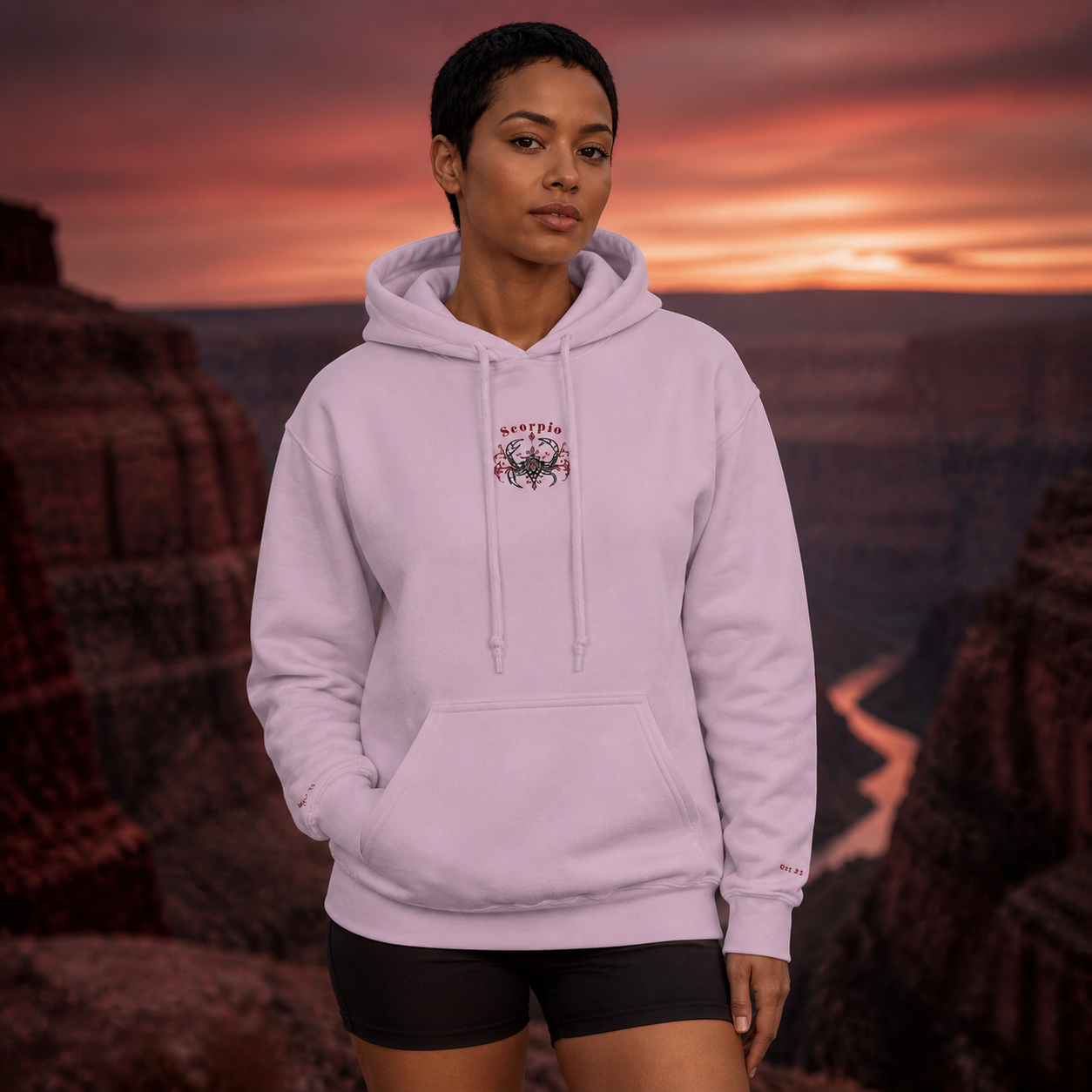 Scorpio Zodiac Hoodie in Light Pink – Bright Future product image