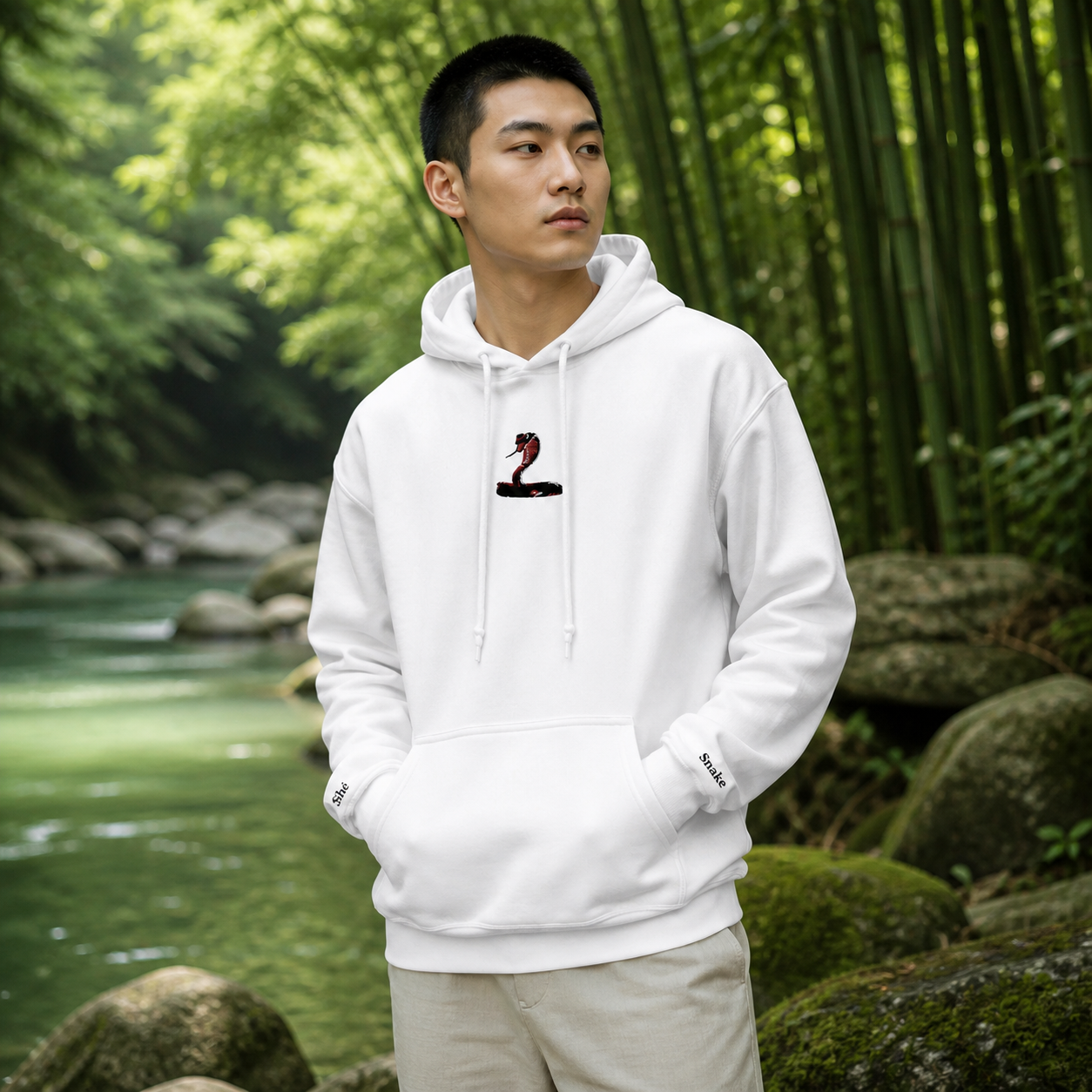 Snake Chinese Zodiac Hoodie in White – Bright Future product image