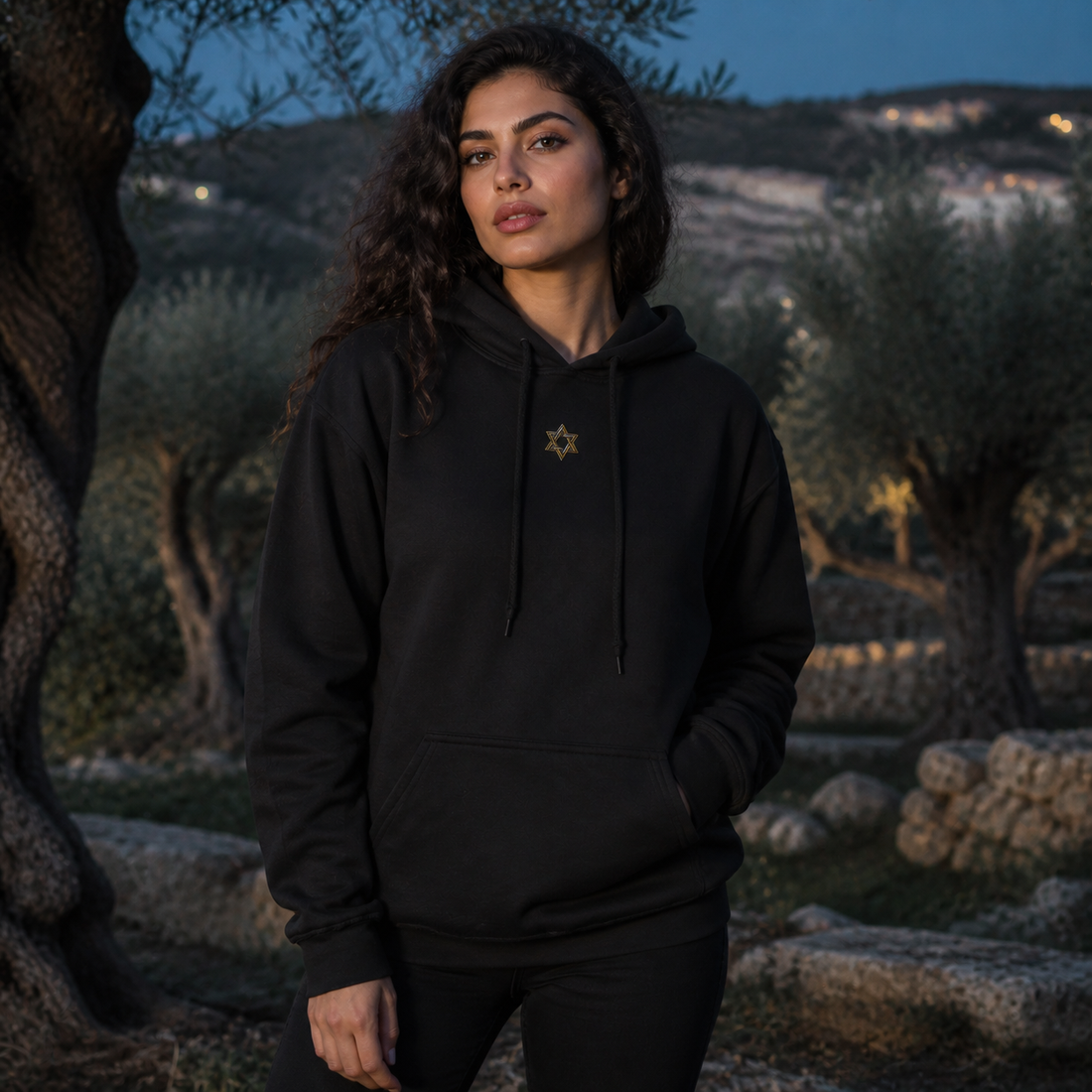 Star of David Symbol Hoodie in Black – Bright Future product image