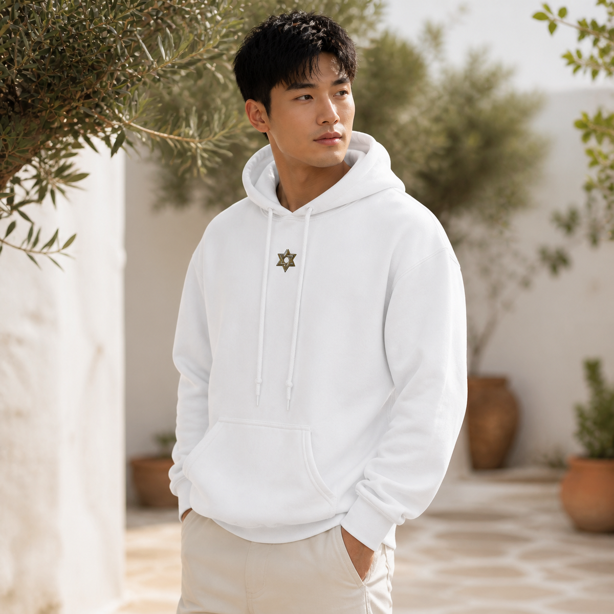 Star of David Symbol Hoodie in White – Bright Future product image