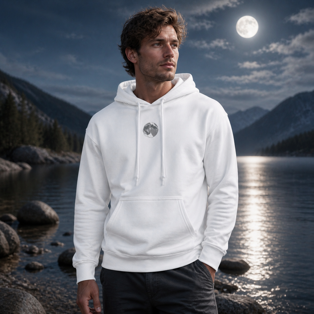 Moon Symbol Hoodie in White – Bright Future product image