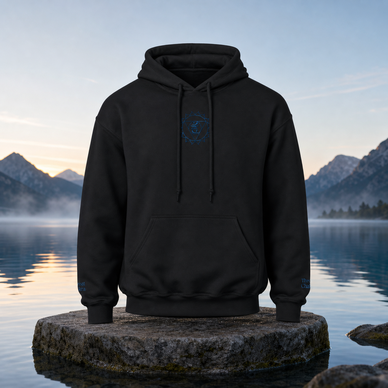 Throat Chakra Hoodie in Black – Bright Future product image