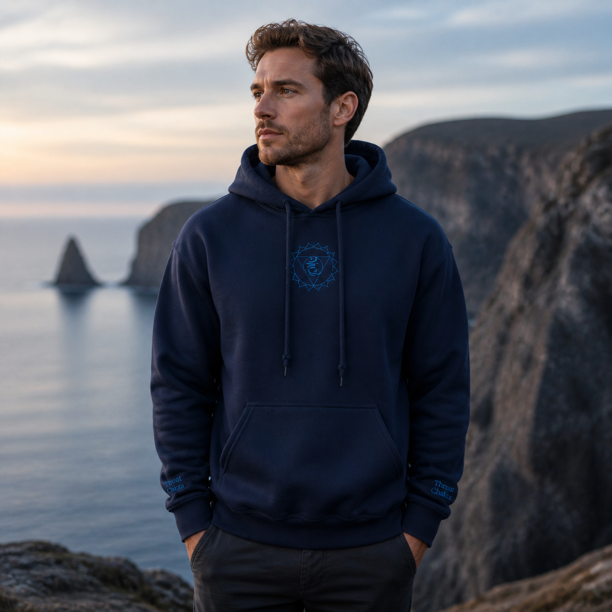 Throat Chakra Hoodie in Navy – Bright Future product image