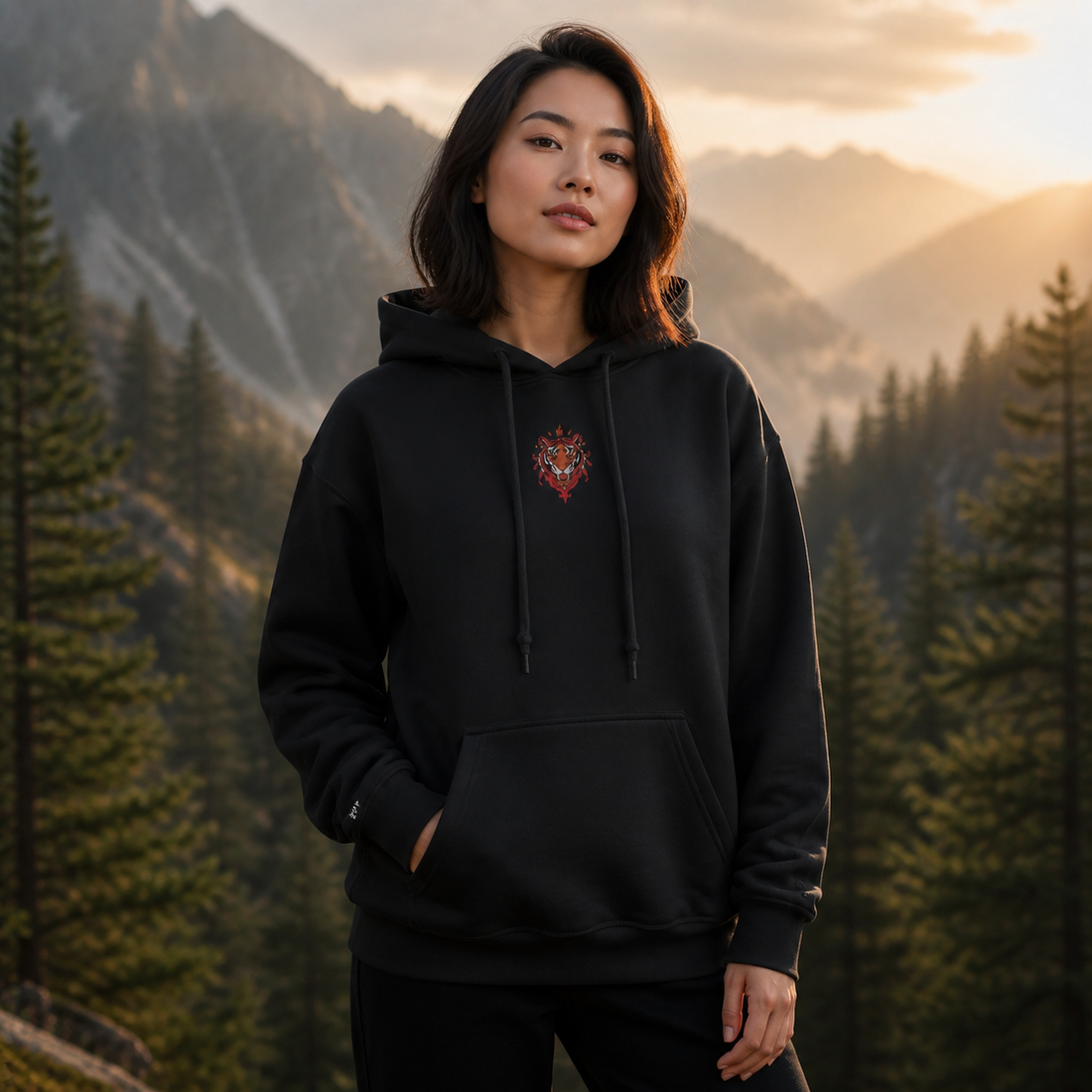 Tiger Chinese Zodiac Hoodie in Black – Bright Future product image