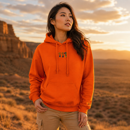 111 Desert Angel Number Hoodie in Orange – Bright Future product image