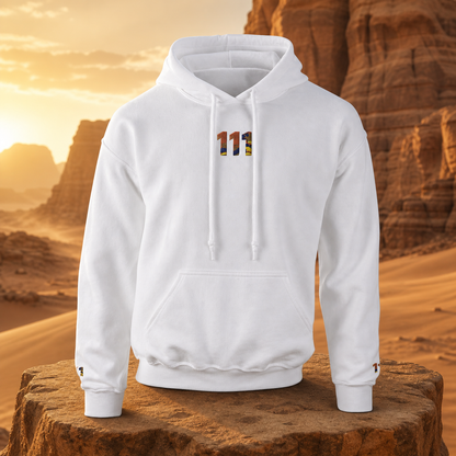 111 Desert Angel Number Hoodie in White – Bright Future product image