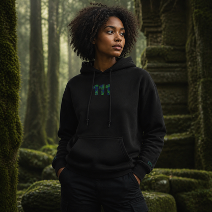 111 Forest Angel Number Hoodie in Black – Bright Future product image