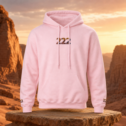222 Desert Angel Number Hoodie in Light Pink – Bright Future product image