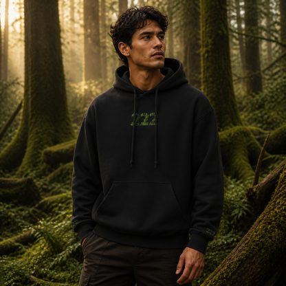 222 Forest Angel Number Hoodie in Black – Bright Future product image