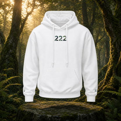 222 Forest Angel Number Hoodie in White – Bright Future product image