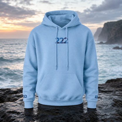 222 Ocean Angel Number Hoodie in Carolina Blue – Bright Future product image