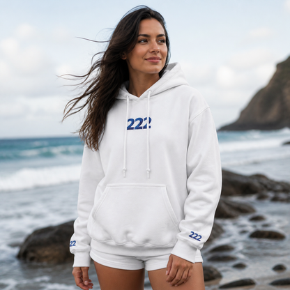 222 Ocean Angel Number Hoodie in White – Bright Future product image