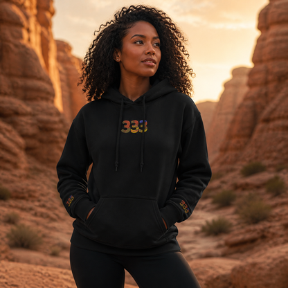 333 Desert Angel Number Hoodie in Black – Bright Future product image