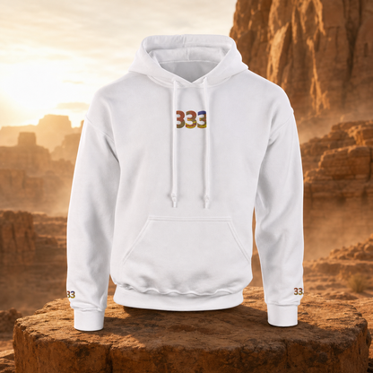 333 Desert Angel Number Hoodie in White – Bright Future product image