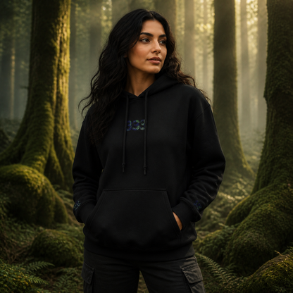 333 Forest Angel Number Hoodie in Black – Bright Future product image