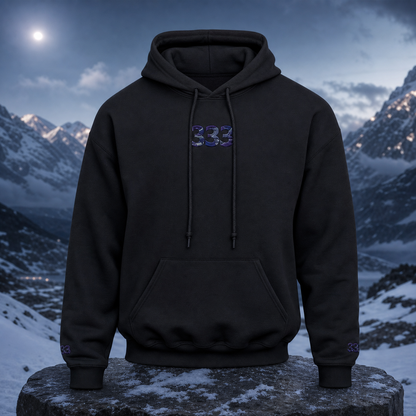 333 Snowy Mountain Angel Number Hoodie in Black – Bright Future product image